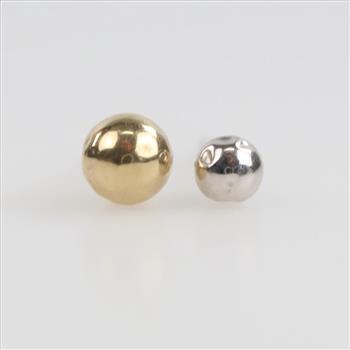 14kt Gold Mismatched Earrings, 2 Pieces