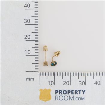 14kt Gold Mismatched Earrings, 2 Pieces