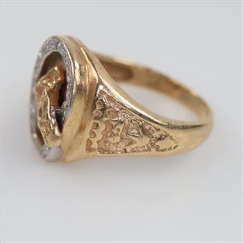 14kt Gold Mixed Stone Horse Shoe Ring