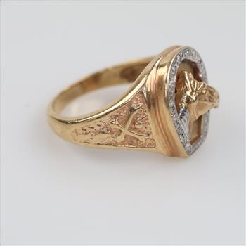 14kt Gold Mixed Stone Horse Shoe Ring