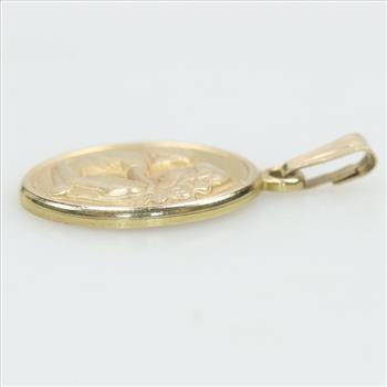 14kt Gold Mother And Child Engraved Pendant