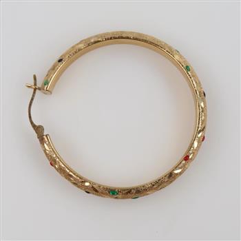 14kt Gold Multi-color Accent Hollow Hoop Earring