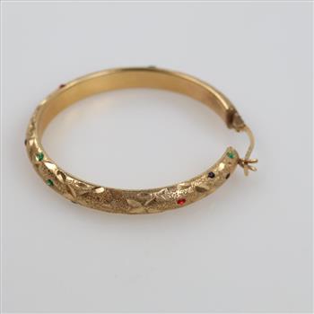 14kt Gold Multi-color Accent Hollow Hoop Earring