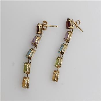 14kt Gold Multicolored Stone Dangle Earrings