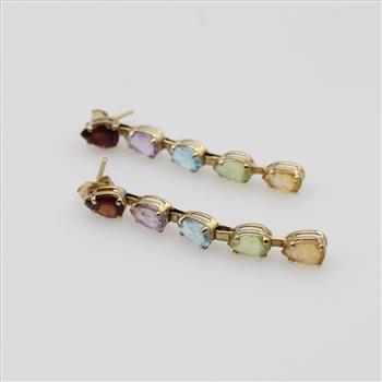 14kt Gold Multicolored Stone Dangle Earrings
