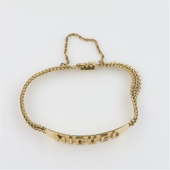 14kt Gold Name Plate Fancy Link Bracelet