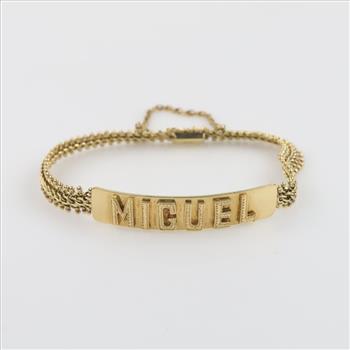 14kt Gold Name Plate Fancy Link Bracelet