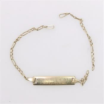 14kt Gold Name Plate Figaro Chain Bracelet