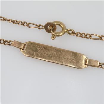 14kt Gold Name Plate Figaro Chain Bracelet