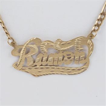 14kt Gold Name Plate Pendant Necklace