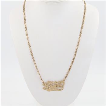 14kt Gold Name Plate Pendant Necklace
