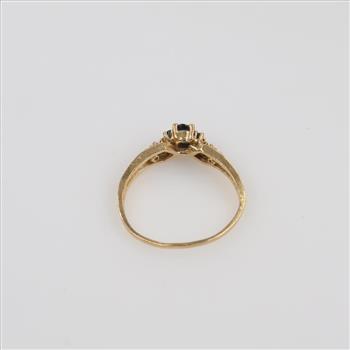 14kt Gold Navy Blue Stone And Diamond Accent Ring