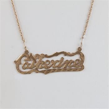 14kt Gold Necklace With 10kt Gold Name Pendant