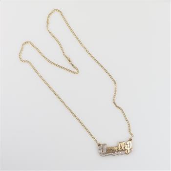 14kt Gold Necklace With 10kt Two Tone Gold Diamond Name Pendant