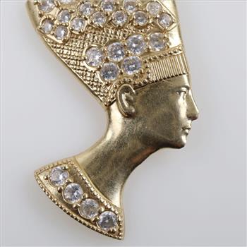 14kt Gold Nefertiti Head Cubic Zirconia Pendant