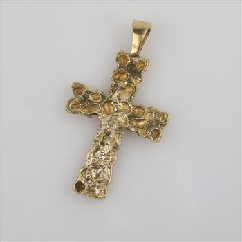 14kt Gold Nugget Cross Pendant