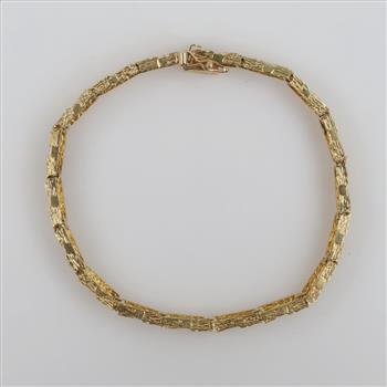 14kt Gold Nugget Style Hollow Bracelet