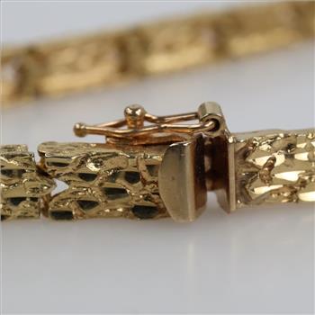 14kt Gold Nugget Style Hollow Bracelet