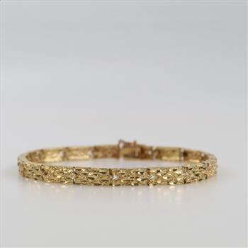 14kt Gold Nugget Style Hollow Bracelet