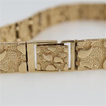 14kt Gold Nugget Style Panel Link Bracelet