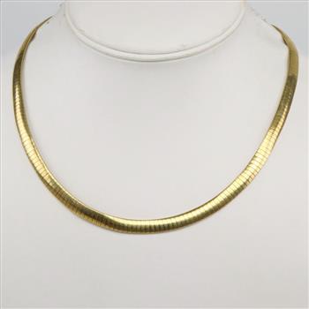 14kt Gold Omega Chain Necklace-Evaluated By Our Certified Gemologist-AGS/GIA