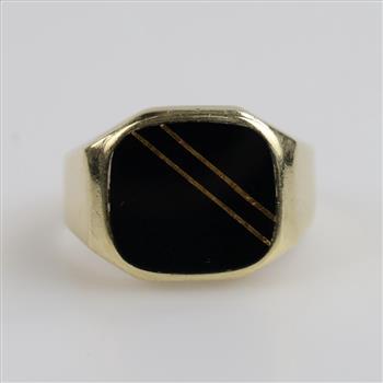 14kt Gold Onyx Black Signet Ring