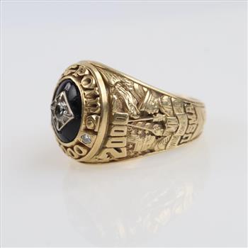 14kt Gold Onyx Diamond Class Ring -Evaluated By Our Certified Gemologist-AGS/GIA