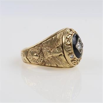 14kt Gold Onyx Diamond Class Ring -Evaluated By Our Certified Gemologist-AGS/GIA