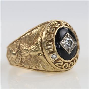 14kt Gold Onyx Diamond Class Ring -Evaluated By Our Certified Gemologist-AGS/GIA