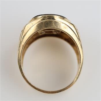 14kt Gold Onyx, Opal, Cubic Zirconia Ring