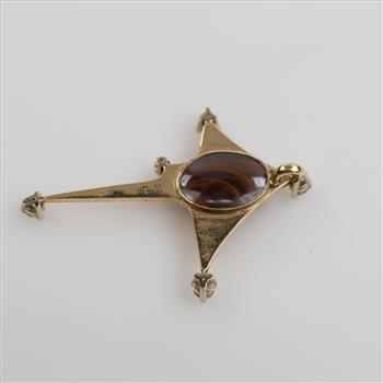 14kt Gold Opal Diamond Chalcedony Star Pendant