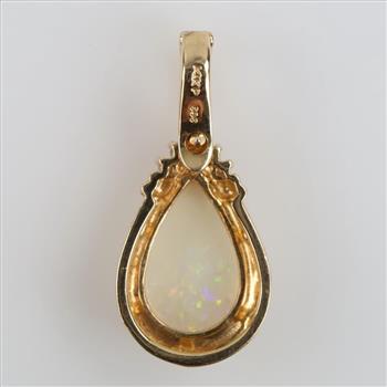 14kt Gold Opal Teardrop Diamond Accent Pendant