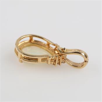 14kt Gold Opal Teardrop Diamond Accent Pendant