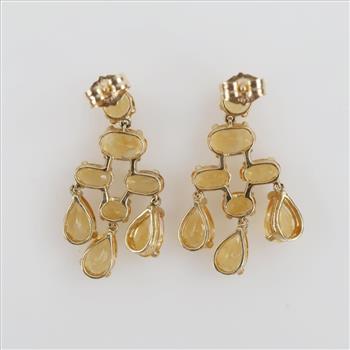 14kt Gold Orange Stone Dangle Earrings