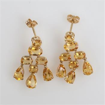 14kt Gold Orange Stone Dangle Earrings