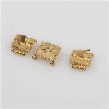 14kt Gold Panel Links, 3 Pieces