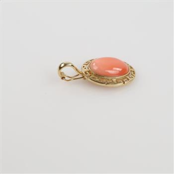 14kt Gold Peach Coral Stone Pendant