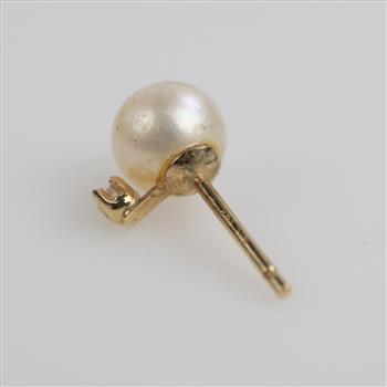 14kt Gold Pearl And Diamond Accent Single Earring