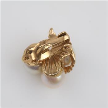 14kt Gold Pearl Clip On Single Earring
