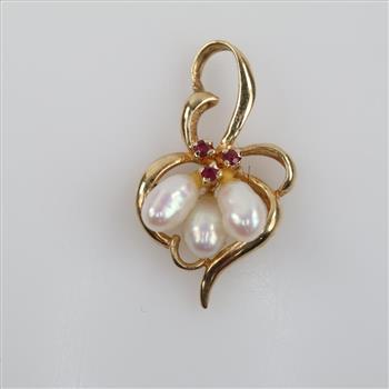 14kt Gold Pearl Pink Stone Accent Pendant