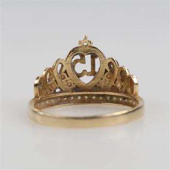 14kt Gold Pink And Clear Stone Quinceanera Ring