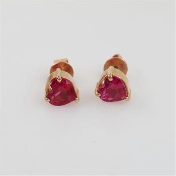 14kt Gold Pink Heart Earrings