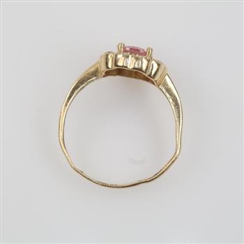 14kt Gold Pink Stone Clear Stone Accent Ring