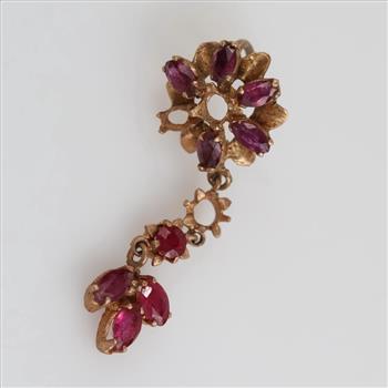 14kt Gold Pink Stone Dangle Earring