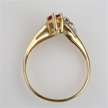 14kt Gold Pink Stone Diamond Accent Ring
