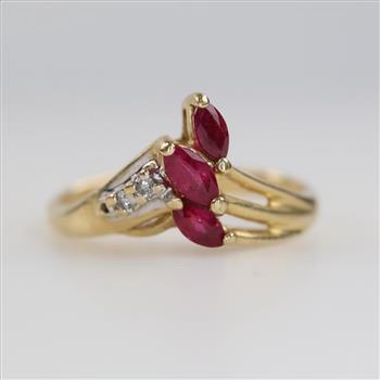 14kt Gold Pink Stone Diamond Accent Ring