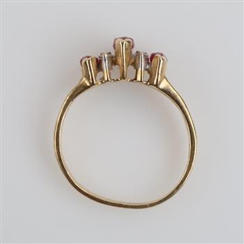 14kt Gold Pink Stone Diamond Accent Ring