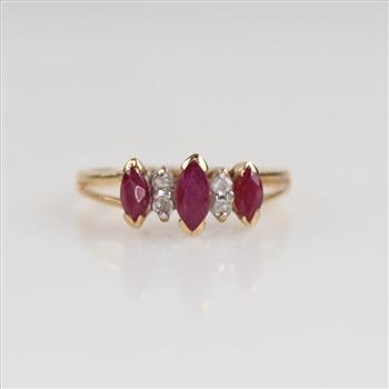 14kt Gold Pink Stone Diamond Accent Ring