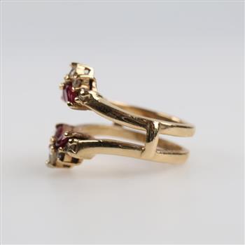 14kt Gold Pink Stone Diamond Accent Ring Enhancement Band