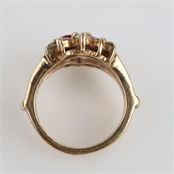 14kt Gold Pink Stone Diamond Accent Ring Enhancement Band